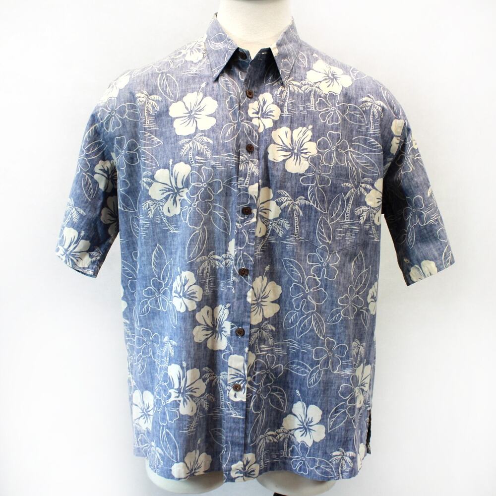 Cooke Street vintage wash tropical Hawaiian Hibiscus print camp shirt 2XL